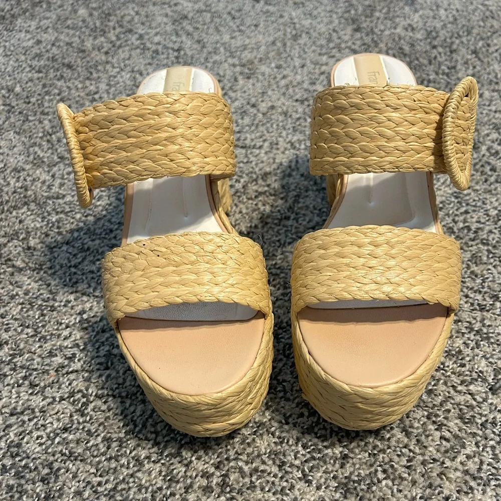 Franco Sarto Woven Platform Sandals in Natural Straw - Picture 2 of 6